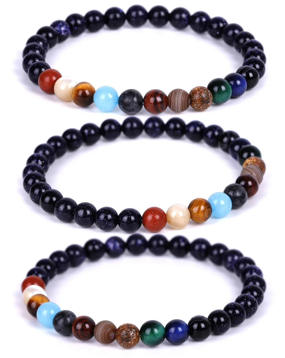 Galaxy Solar System Bracelet Universe Nine Planets Natural Stone Stars Earth Moon Bracelet For Women Man Fashion Jewelry