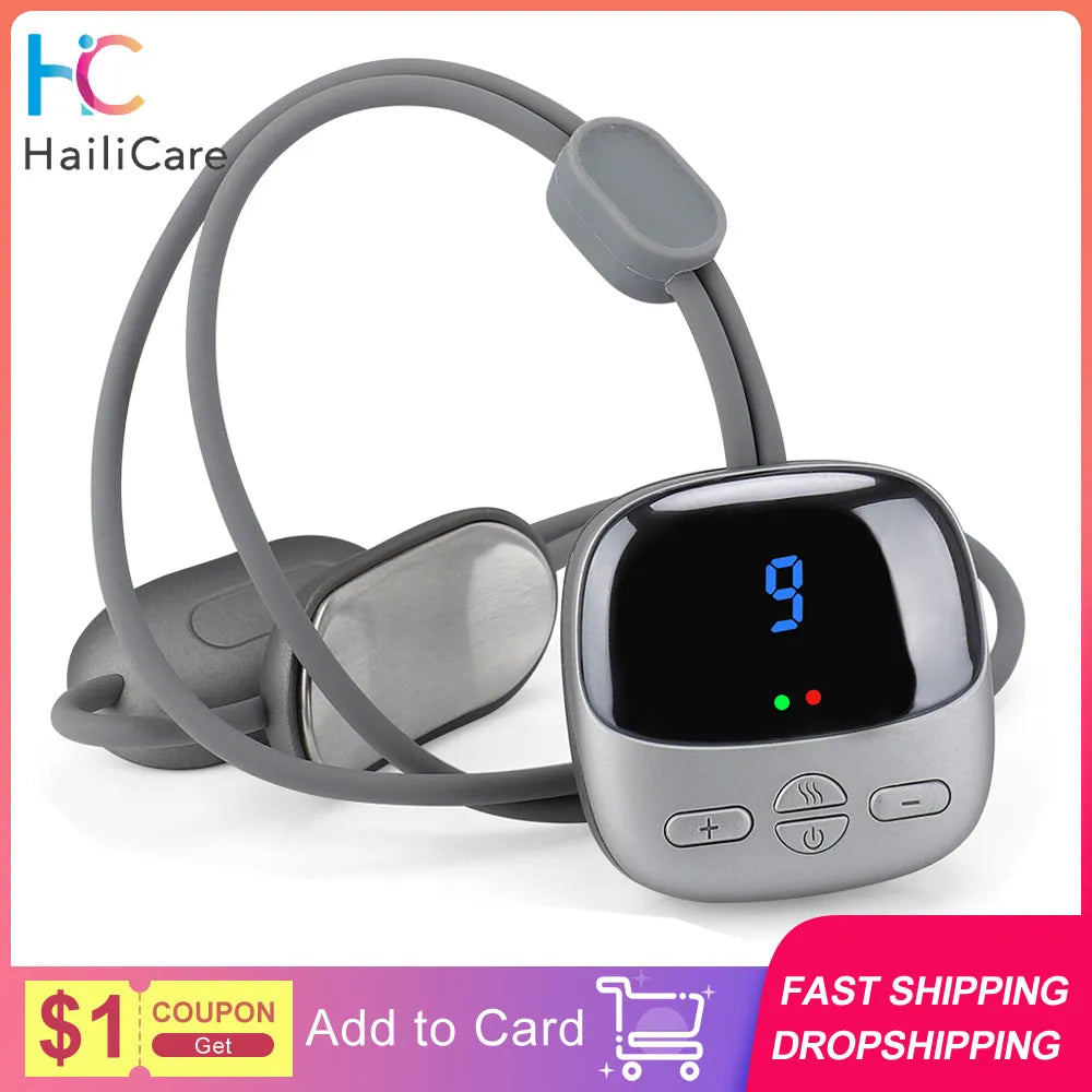 Micro-current Cervical Spine Massager Electric Neck Massager Smart TENS+EMS Portable Hot Compress Shoulder and Neck Massager