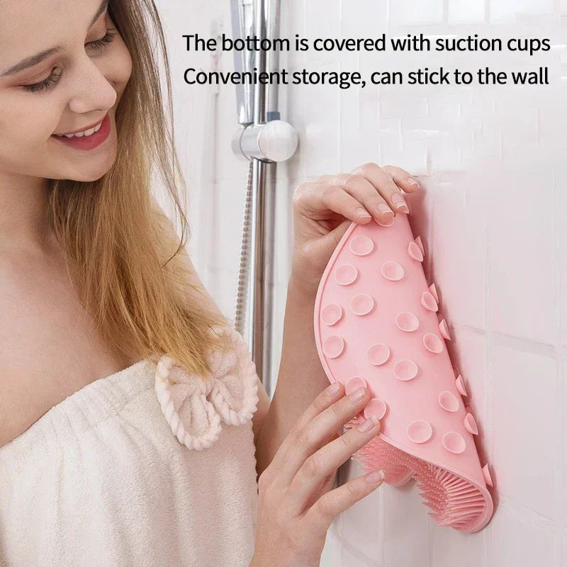 Exfoliating Shower Massage Scraper Bathroom Non-slip Bath Mat Back Massage Brush Silicone Foot Wash Body Cleaning Bathing Tool