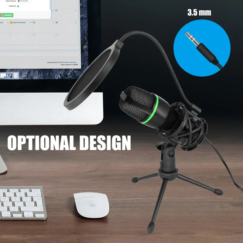 Professional USB Microphone 3.5mm Wired Home Stereo Desktop Tripod MIC For PC YouTube Video Chatting Gaming Podcasting Recording