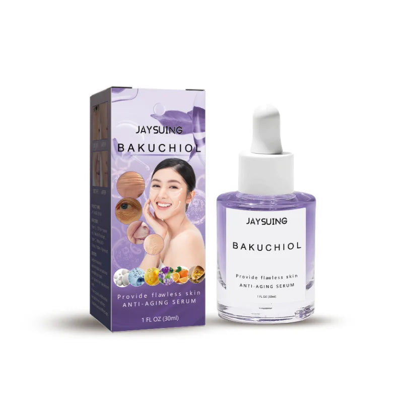 BAKUCHIOL FACE SERUM NATURAL VEGAN SKIN CARE LIGHTEN HYDRATING ESSENCE REDUCE FINE LINE SMOOTHING ANTI-WRINKLE FACE SERUM 30ML