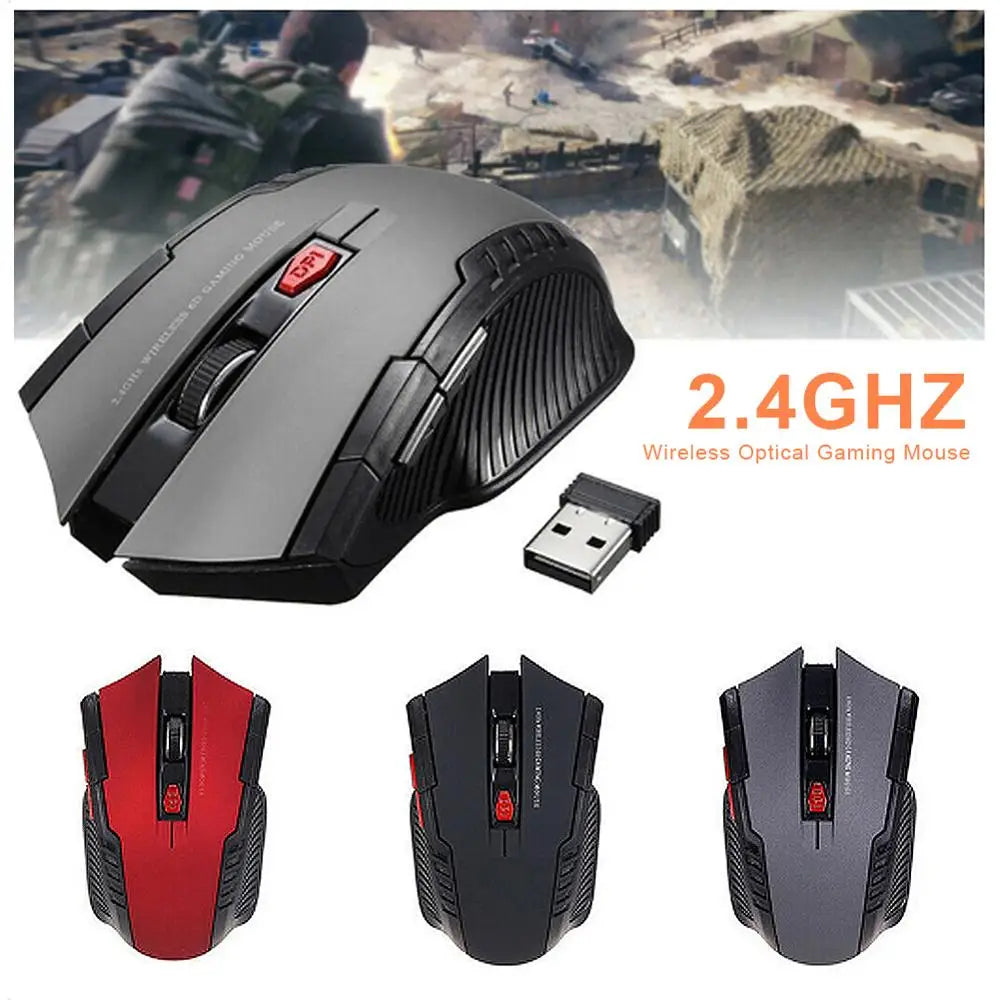 WIRELESS OPTICAL MOUSE GAMER FOR PC GAMING LAPTOPS OPTO-ELECTRONIC GAME WIRELESS MICE WITH USB RECEIVER 2000DPI 2.4GHZ