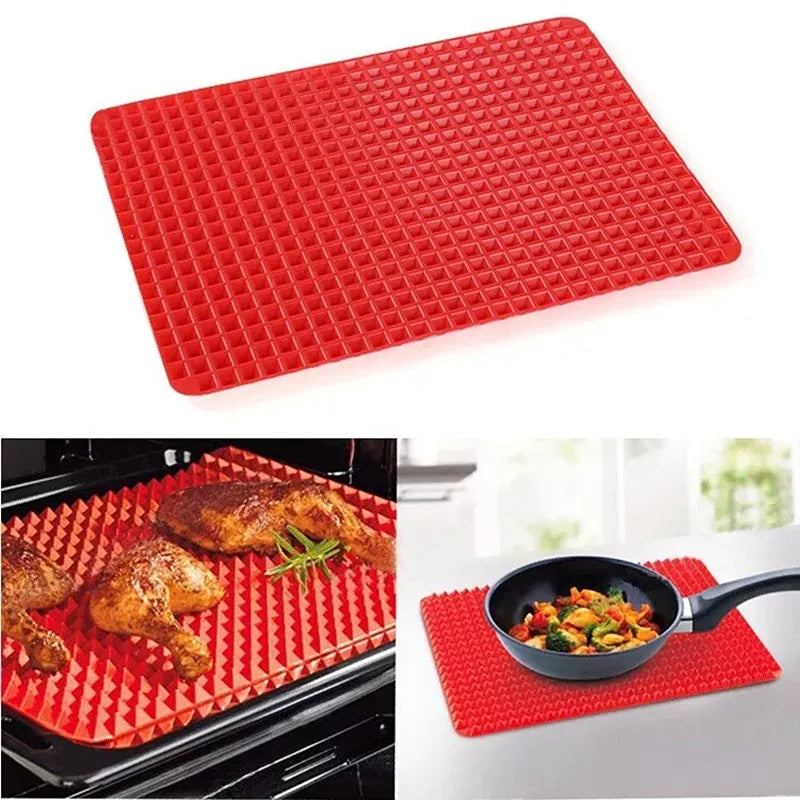 Multifunctional BBQ Pizza Mat Bakeware Silicone Mat Pyramid Microwave Oven Baking Placemat Tray Kitchen Baking Accessories