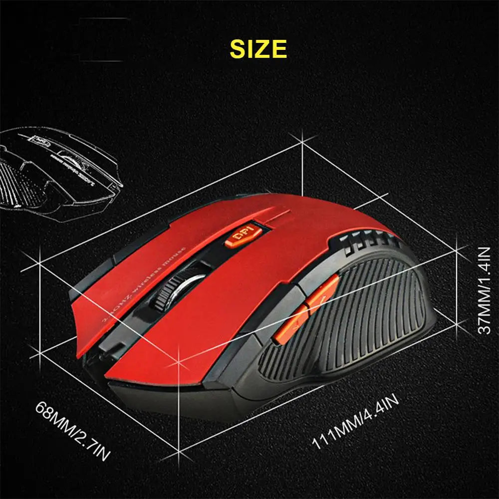 WIRELESS OPTICAL MOUSE GAMER FOR PC GAMING LAPTOPS OPTO-ELECTRONIC GAME WIRELESS MICE WITH USB RECEIVER 2000DPI 2.4GHZ