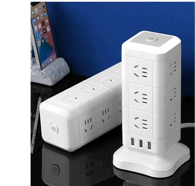 TOWER TYPE VERTICAL SOCKET MULTI-FUNCTION BAR OFFICE BAR WITH USB CONNECTOR ANTI-OVERLOAD AND LIGHTNING PROTECTION