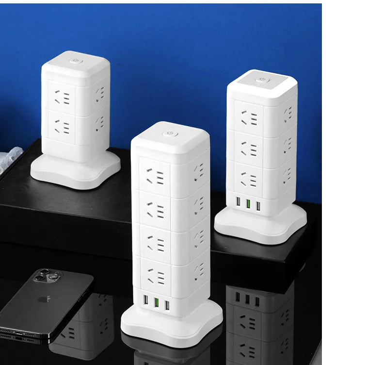 TOWER TYPE VERTICAL SOCKET MULTI-FUNCTION BAR OFFICE BAR WITH USB CONNECTOR ANTI-OVERLOAD AND LIGHTNING PROTECTION