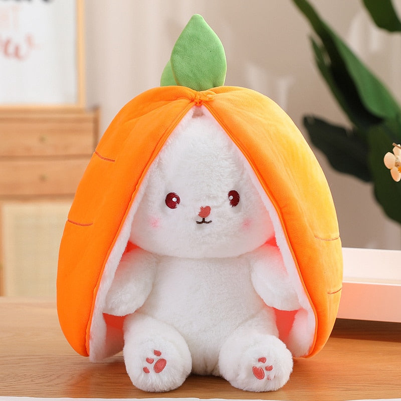 Transforming Carrot and Strawberry Bunny Plush Toy